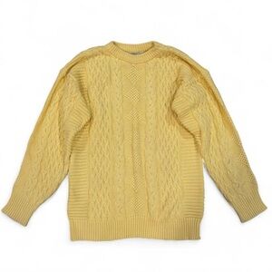 Vintage Made in Ireland Alana Irish Fisherman Sweater in Butter Yellow